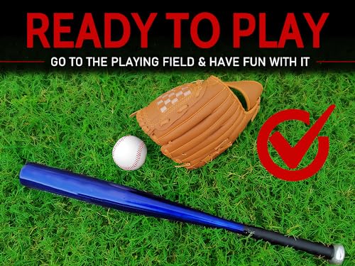 Softball Baseball Bat Set with Glove and Balls - 25 Inch/63cm Aluminum Bat for Pickup Games and Batting Practice - color: Blue