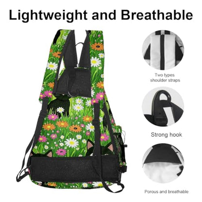 Pickleball Bag Cartoon Cats Green Pickle Ball Backpack for Women Men Premium Lightweight Crossbody Sling Bag Sports Backpack for Pickleball Paddle Tennis - color: Cats Green