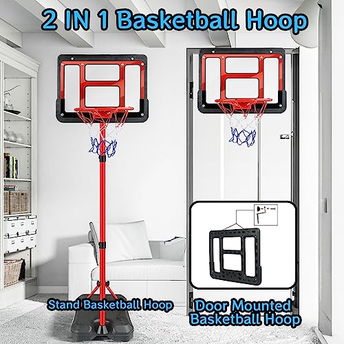 ShyLizard Boys Toy Gifts for 3 4 5 6 7 8 Years Old, Kids Basketball Hoop Adjustable Height 3.5FT-6.2FT, Mini Basketball Hoop for Kids, Basketball Goal Toys Outdoor Indoor Game Gifts for Boys