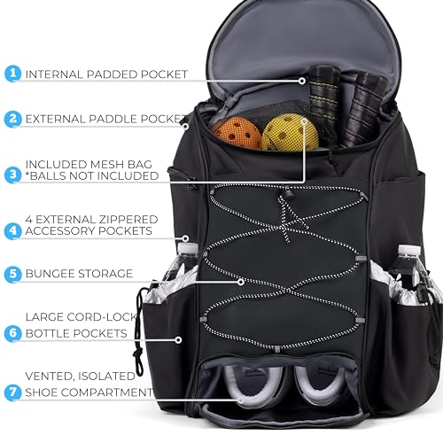 Athletico Pro 42L Pickler Pickleball Backpack (Black) - color: Black