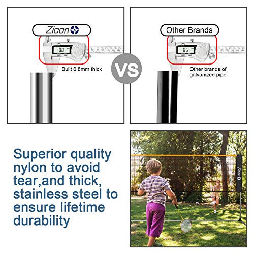 Portable Tennis Net,Stainless Steel Poles Badminton Net Set Adjustable Height Nylon Net with Carry Bag, for Kids Volleyball, Pickleball,Soccer, Indoor, Outdoor Court, Backyard, Beach, Driveway