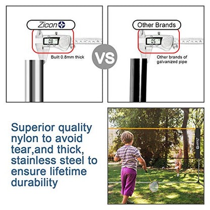 Portable Tennis Net,Stainless Steel Poles Badminton Net Set Adjustable Height Nylon Net with Carry Bag, for Kids Volleyball, Pickleball,Soccer, Indoor, Outdoor Court, Backyard, Beach, Driveway