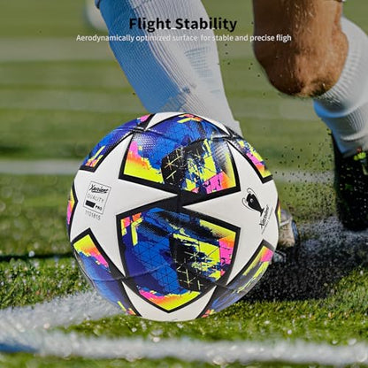Professional Soccer Ball Size 5, Thermal Bonded Waterproof PU Match-Quality Training Ball with Pump - color: blue, size: size 5