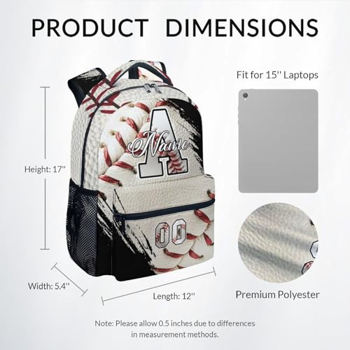 Mercuryelf Custom Baseball Backpack for Kids - Personalized Monogram Boys School Bookbag for Youth Player Team - color: White