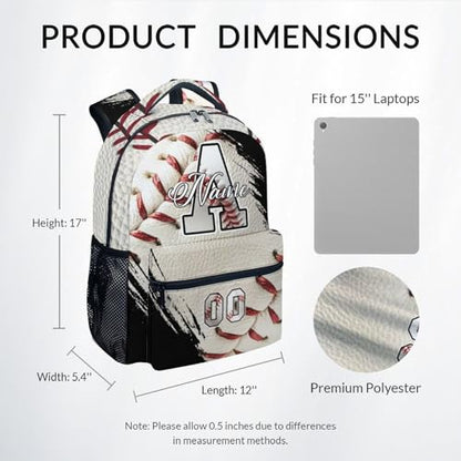 Mercuryelf Custom Baseball Backpack for Kids - Personalized Monogram Boys School Bookbag for Youth Player Team - color: White