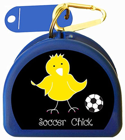 Soccer Mouth Guard, Mouthguard, Retainer Case - Soccer Chick - color: Blue