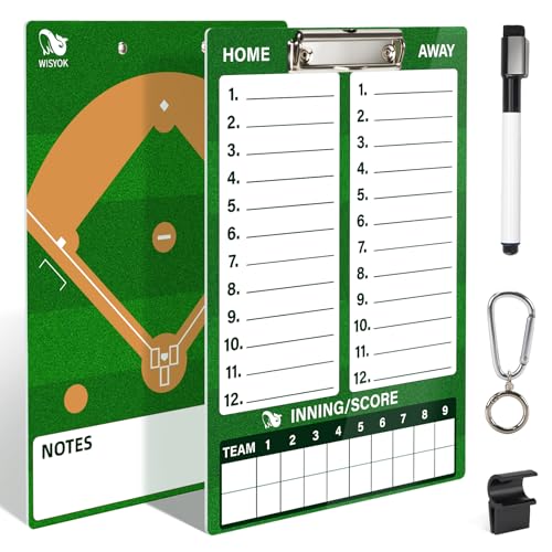 WISYOK Double-Sided Dry Erase Clipboard for Coaches, Baseball, Softball Lineup Board with Marker - style: Baseball