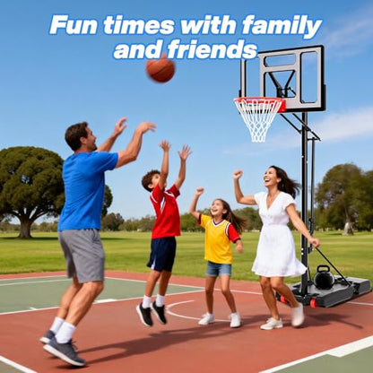 AWII SPORT Basketball Hoop Outdoor Protable 40/44/48 Inch Impact Backboard, 4.8-10FT Height Adjustable Basketball Hoop Goal System with Wheels for Adults