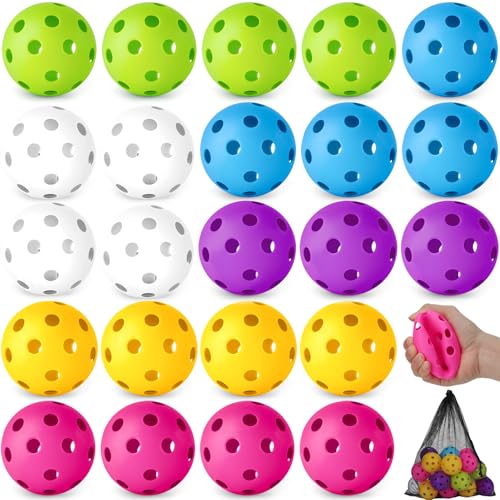 Coopay 24/80 Pack Practice Baseball SoftBalls Plastic Training Balls Lightweight Hollow Balls with a Drawstring Bag for Hitting, Baseball Training Indoor Outdoor Use - color: Multicolor, style: 24 Pack