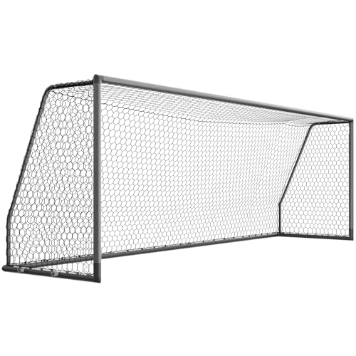 NAIZEA Soccer Goals - 24x8/21x7/18x7/12x6/16x7/10x6/8x6/6x4FT Soccer Goals for Backyard Training- Portable Metal Soccer Net for Youth & Adults - Heavy Duty Steel for Indoor Outdoor Games & Practice - size: 21ft x 7ft, style: Pro-Grey/Alu