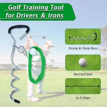 Golf Training Tool,Practice Tool in The Backyard with A Golf Ball & 50 Feet Ball Tavel, Golf Rope Swing Trainer for Improving Swing Form & Accuracy