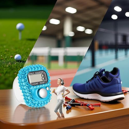 Electronic Finger Tally Counter Clicker Counter,Convenient Portable Digital Display Tally Counter,Resettable Mini Lap Counter for Golf Goods Counting Accessories,Track and Field Lap Counters - color: Blue