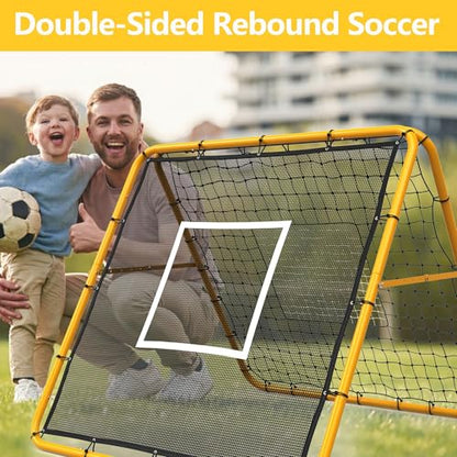 GarveeLifeAdjustable Soccer Rebounder Net, Heavy Duty Soccer Rebound Net with Iron Frame, Rust Resistant, Football Training Equipment for Backyard/Field, Easy Assembly