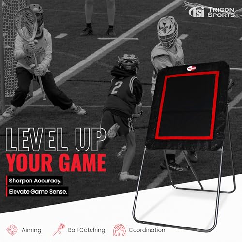 Trigon Sports Lacrosse Rebounder, 4’ x 3’ Surface Lacrosse Rebounder for Backyard, Foldable Lacrosse Bounce Back with Adjustable Angles, Softball Baseball Volleyball Multisport Training Practice
