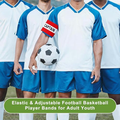 Soccer Captain Armbands, Adjustable Captain Bands Soccer Elastic Armband Protective Arm Badge Bands,12Pcs &Multicolor - Fit for (Adult Youth Team Sports/Football/Basketball)