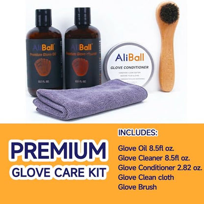 AliBall Ultimate Baseball Mitt Maintenance Kit | 8-Piece Cleaner, Oil, Brushes & Towels Combo - style: Professional Premium Kit