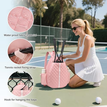 Tennis Bag, Convertible Sling Crossbody Backpack Waterproof Reversible Racket Bags for Women Men - color: Pink