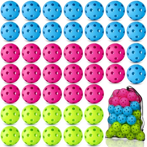 Coopay 14/48 Pack Practice Baseball Softball, Plastic Training Balls Lightweight Hollow Limited Flight Softballs for Hitting, Pitching, Batting Training Indoor Outdoor Use - color: Green, Blue, Pink, style: 48 Pack