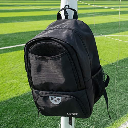 Mkour Soccer Backpack for Football Basketball Volleyball, with Ball Compartment and Holder
