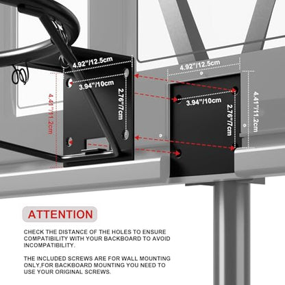 Basketball Rim, 18" Replacement Wall Mounted Outdoor Basketball Hoop, Heavy Duty Solid Steel, Double Spring Basketball Hoop Rim with All Weather Net for Indoor and Outdoor Hanging
