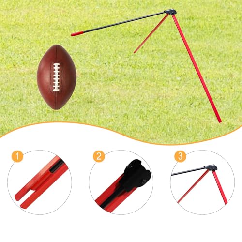 Qianly Football Kicking Tee Field Goal Kickers Stand Adjustable Foldable Rugby Training Gear Field Goal Football Holder for Beginner - color: Red Black