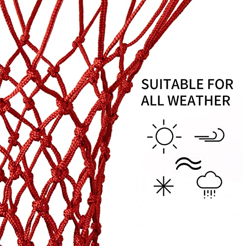 Sanung 2 Pieces Professional Basketball Net Replacement, Heavy Duty Anti Whip 12 Loops Red Standard Size Basketball Rim Net Fits Indoor and Outdoor All Weather
