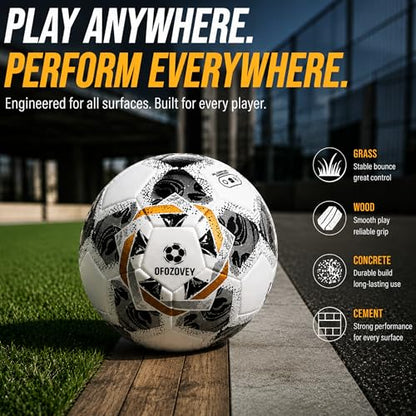 Soccer Ball Size 5,soccer ball set with 2 Mesh Bags, 1 Pump & 2 Needles , 2-Pack Official match soccer ball for kids and youth,Yarn-Wrapped Inner, three-layer Durable Materials, Indoor & Outdoor Use