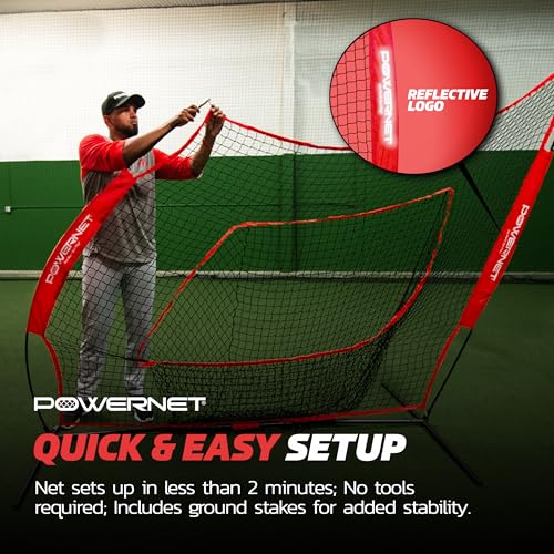 PowerNet 7x7 FT Bundle + I-Screen (1 Frame + 2 Nets), Baseball Net for Hitting, Pitching Drills, Baseball & Softball Training Gear Equipment, Pitcher Barrier from Line Drives Grounders