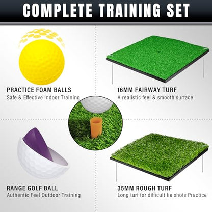 DURARANGE Pop-Up Golf Chipping Net - Ultimate Target Training Chip Aids for Precision & Distance, Outdoor | Indoor Practice, Golfer Gift - color: 1 Black Net+ 2 Mats+ 12 Balls + 6 Greeting Cards