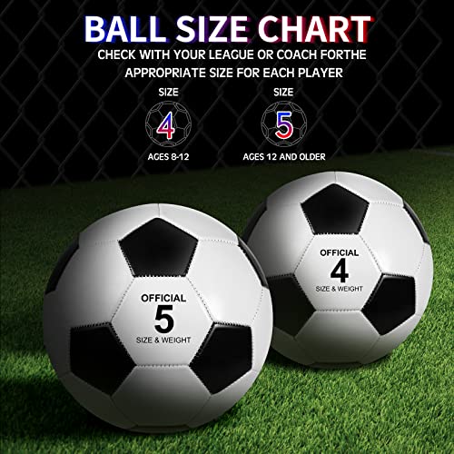 HyDren 4 Pcs Soccer Ball with Pump Official Size 4/5 Deflated Soccer Balls Bulk for Outdoor Indoor Practice Training Sport Gift for Kid Teen Youth Adult Back to School - size: Size 5, style: Elegant