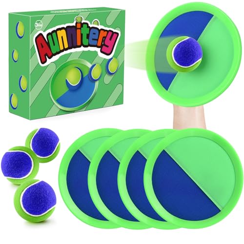 Toss and Catch Ball Set Beach Toys for Kids Outdoor Toys and Yard Games for Boys and Girls Improves Focus Great for Exercise Fun Easter Christmas Birthday Gift Idea - 8 inch - color: Green