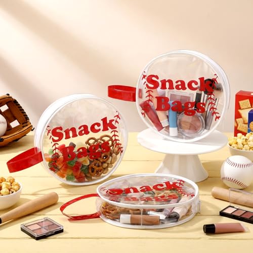 Reginary 12 Pcs Baseball Snack Bags for Team Gifts Baseball Goodie Treat Candy Bags Pouch Clear PVC Waterproof with Zipper Party Favors for Team Christmas Birthday Gifts Sport Supplies - style: Baseball Snack Bag