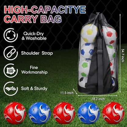 Libima 13 Pcs Soccer Ball Bulk 10 Pcs Official Size 4, 5 Soccer Ball with 2 Pump and Carry Bag Outdoor Indoor Training Practice Football Sports Party Back to School