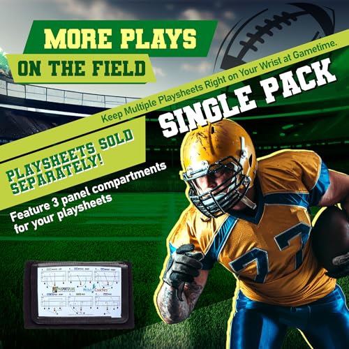 Football Play Wristbands - Adult Quarterback Gear - Wristband Playbook - Softball Wristbands for Signs - Soccer, Baseball & Catchers Wristband - QB Play Card Wrist Band Training Equipment