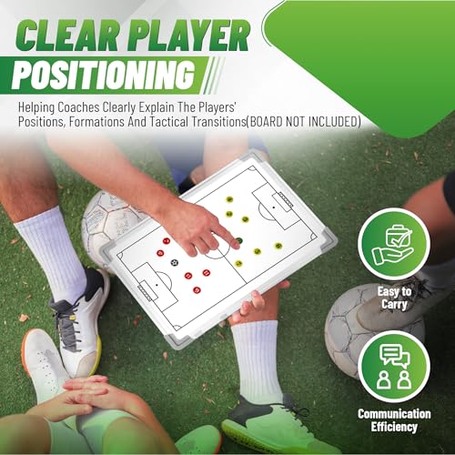 ZPU 27 Picese Soccer Board Magnets, Soccer Magnets Set with 2 Dry Erase Black Marker Pens, 2 Red Marker Pens, 1 Storage Bag, Tactics Strategy Board Coaches Clipboard Accessories (Board NOT Included) - style: Soccer