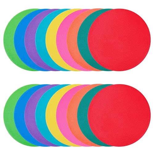 Spot Markers 4 Inch 9 Inch Non Slip Rubber Floor Markers Flat Field Cones Poly Dots for Classroom Dance Sports Soccer Basketball Speed Agility Training - style: 9inch 18pcs