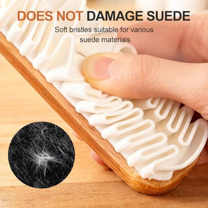 Suede Shoe Brush and Eraser,2 in 1 Scrub Suede Shoe Brush, Rubber Polish Eraser with Soft Plastic Bristles for Nubuck Cleaning (Wood Handle/2pcs) - color: Wood Handle/2pcs