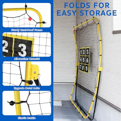Soccer Rebounder Bounce Back Net,Baseball Rebounder Net, Adjustable Angle All Ages Volleyball Rebounder Training Equipment, Soccer Themed Gifts for Backyard Soccer Practice - size: 5.6FT