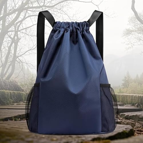 Unisex Drawstring Basketball Backpack with Side Pockets, Waterproof Lightweight & Durable Sack Bag for Sports & Gym - color: Grey