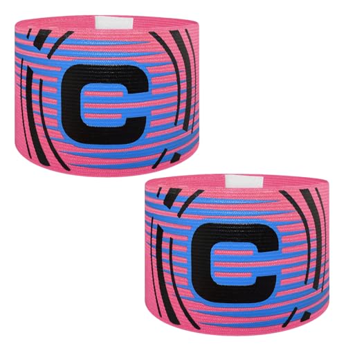Soccer Captain Armband, 2Pcs Sports Captain Armbands Elastic Protective Arm Badge Adjustable Football Basketball Player Bands Adult Women Men - style: arc-pink