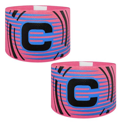 Soccer Captain Armband, 2Pcs Sports Captain Armbands Elastic Protective Arm Badge Adjustable Football Basketball Player Bands Adult Women Men - style: arc-pink