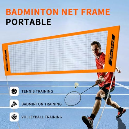 Portable Badminton Net Set 8.9ft/270cm, Easy Setup Foldable Outdoor Indoor Net System for Backyard, Beach, Park, No Tools Required, Carry Bag Included