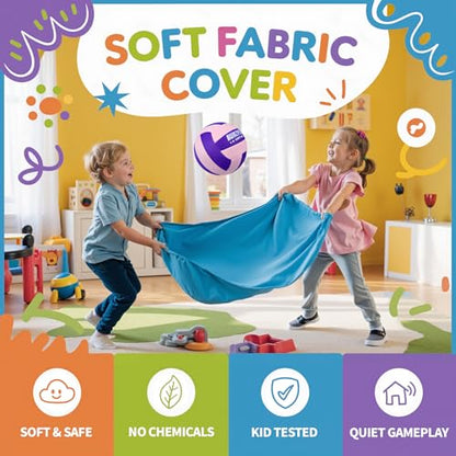 RUN2PEAK Super Soft Light Volleyball - Safe and Quiet Fabric Volleyball Ball for Indoor Play - Official Size 5 Kids Youth Beginners Lightweight Volleyballs Trainer for House Yard Training Practice