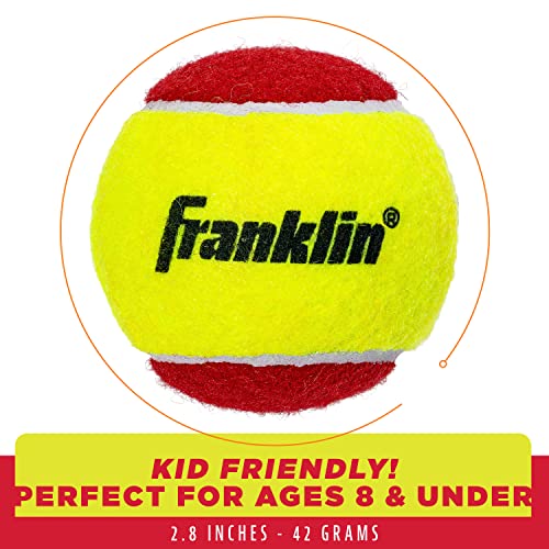 Franklin Sports Starter Tennis Balls - Pressureless, Low Bounce for Beginners - Great for Training + Practice - 3 Pack - All Court Surface