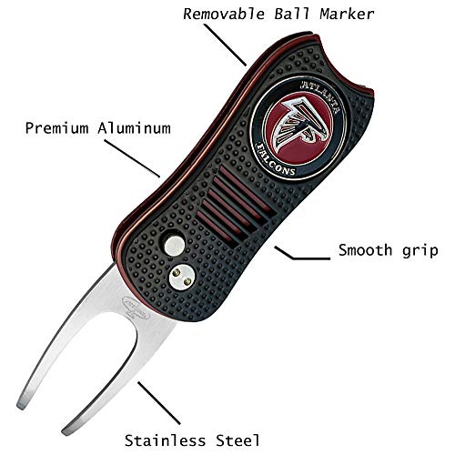 Switchblade Divot Repair Tool with Logo Printed Removable Magnetic Ball Marker-Best Divot Fixer - style: Atlanta Falcons