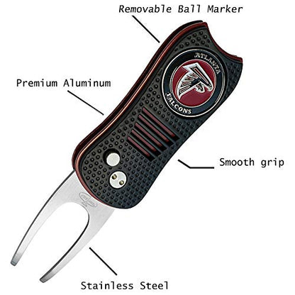 Switchblade Divot Repair Tool with Logo Printed Removable Magnetic Ball Marker-Best Divot Fixer - style: Atlanta Falcons