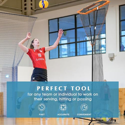 MR Volleyball Setter Trainer Net - 3'x3', Adjustable Height & Angle, Portable Trainer for Hitting, Spiking, Serving with Built-in Drawstring Ball Release