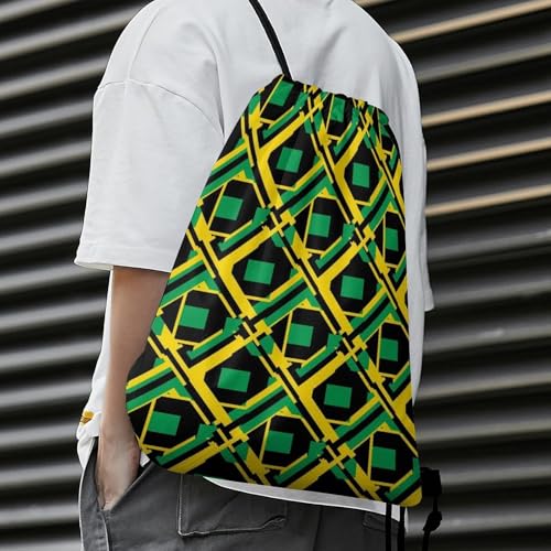 Swimming Drawstring Sack Waterproof Gym Backpack for Beach Sports Yoga Gear, Lightweight Unisex, Jamaica Flag Bags - color: Picture (367)