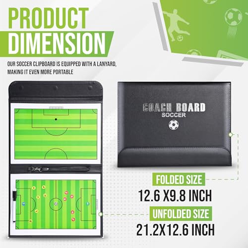 ZPU Dry Erase Coaching Board, Magnetic Coaches Clipboards, Portable Foldable Tactics Board with Dry Erase Marker Pen and Magnets – Basketball, Football, Soccer, Hockey