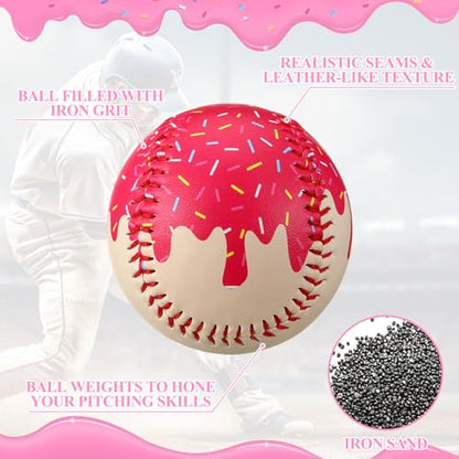 Seenelling 4 Pcs Weighted Training Balls for Baseball Softball 7 oz Weighted Plyometric Baseballs Ice Cream Drip for Pitching Throwing Hitting Training for All Skill Level Improved Power, 4 Styles